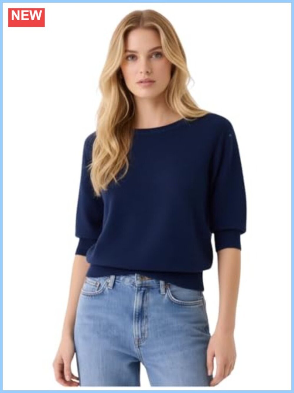 Extrafine Merino Elbow Sleeve Crewneck Sweater Women's